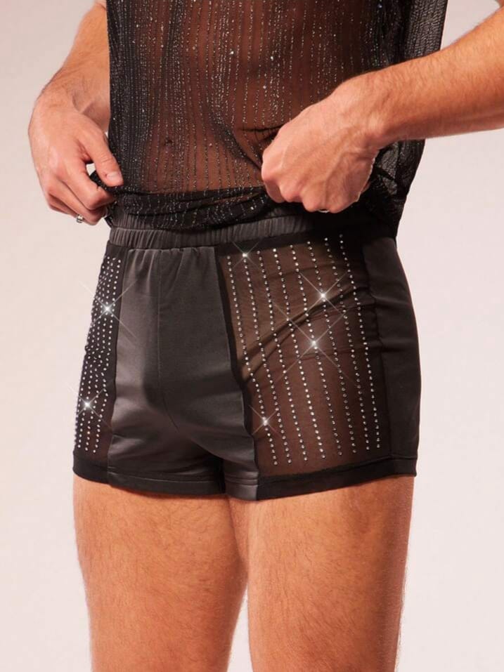 Men's Mesh & PU Rhinestone Embellished Casual Night shoot